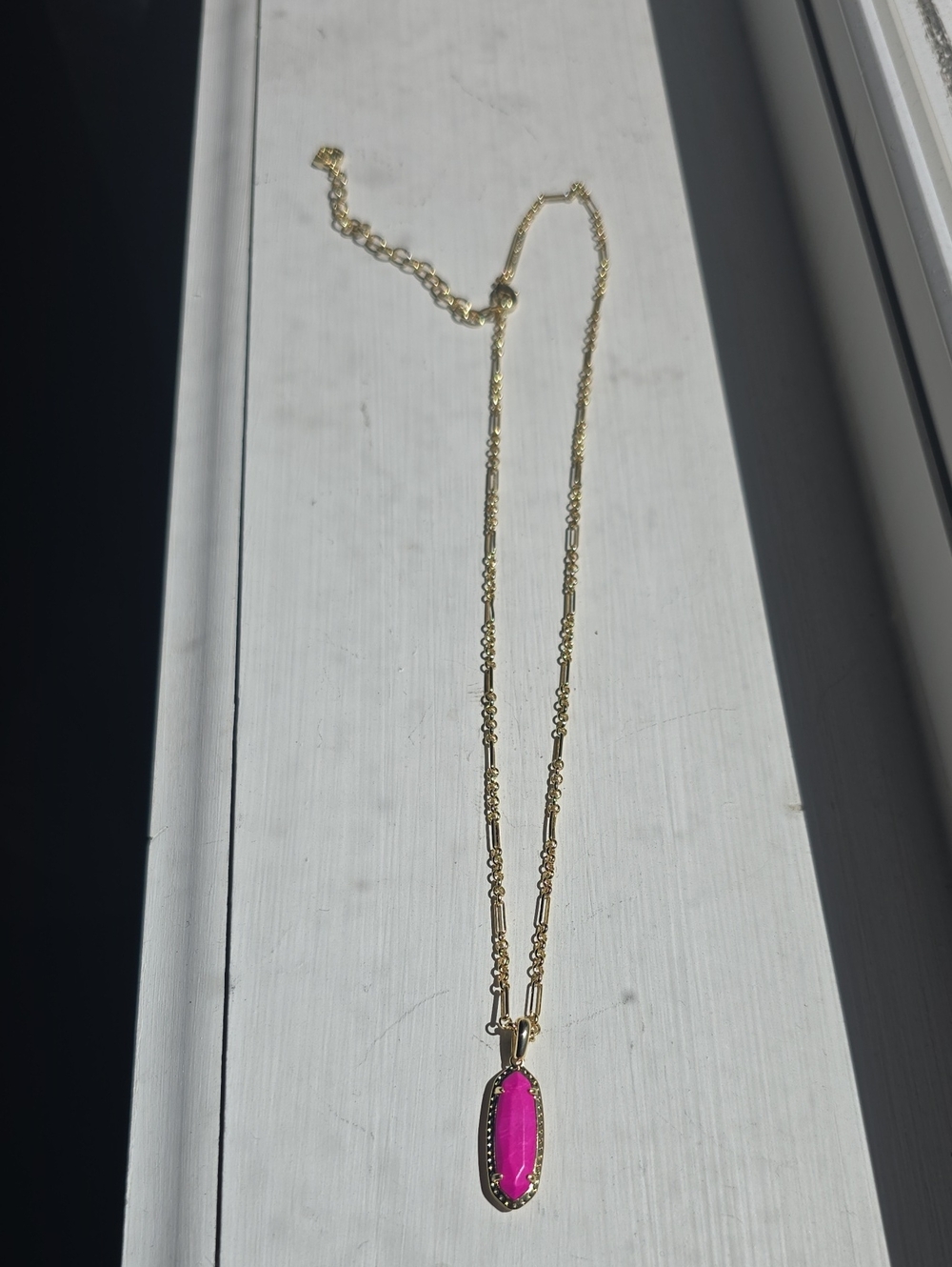 Kendra Scott Gold Chain Necklace with Pink Pendant